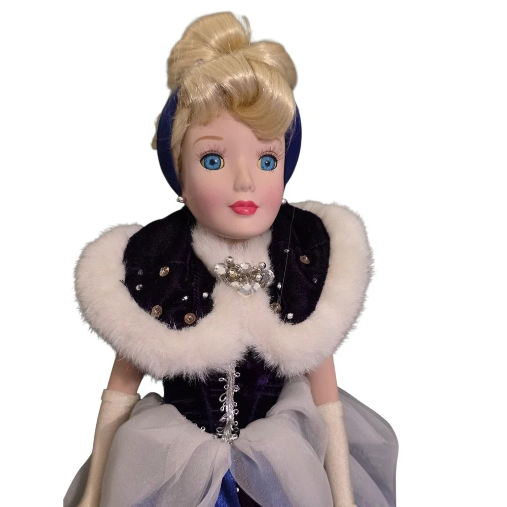 Cinderella Holiday Princess Porcelain Keepsake Doll Blue Velvet Winter Gown